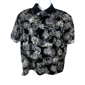 Harley Davidson Men's Polo Shirt Size M Black 100% Cotton